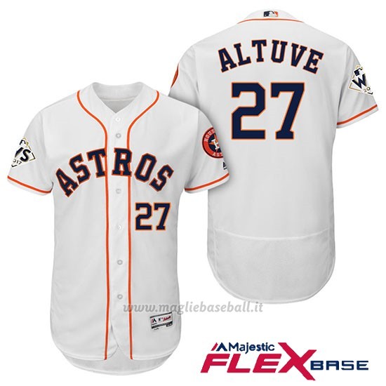 Maglia Baseball Uomo Houston Astros 2017 World Series Jose Altuve Bianco Flex Base
